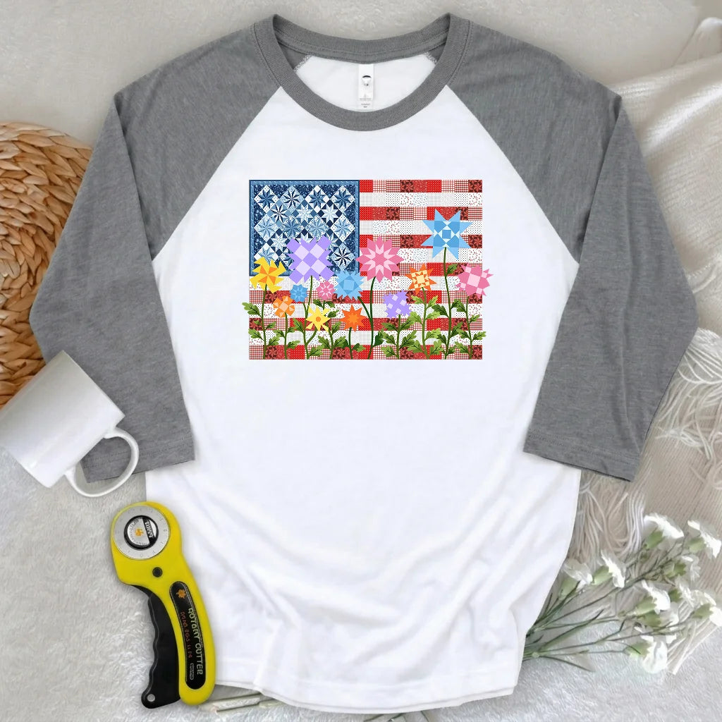 Stars, Stripes & Stitches 3/4 Sleeve T-shirt