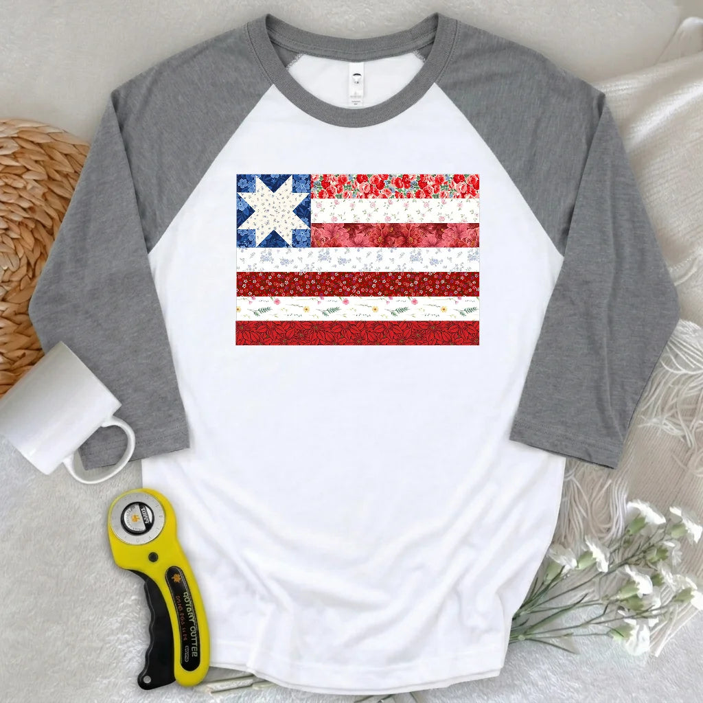 USA Star Flag 3/4 Sleeve T-shirt
