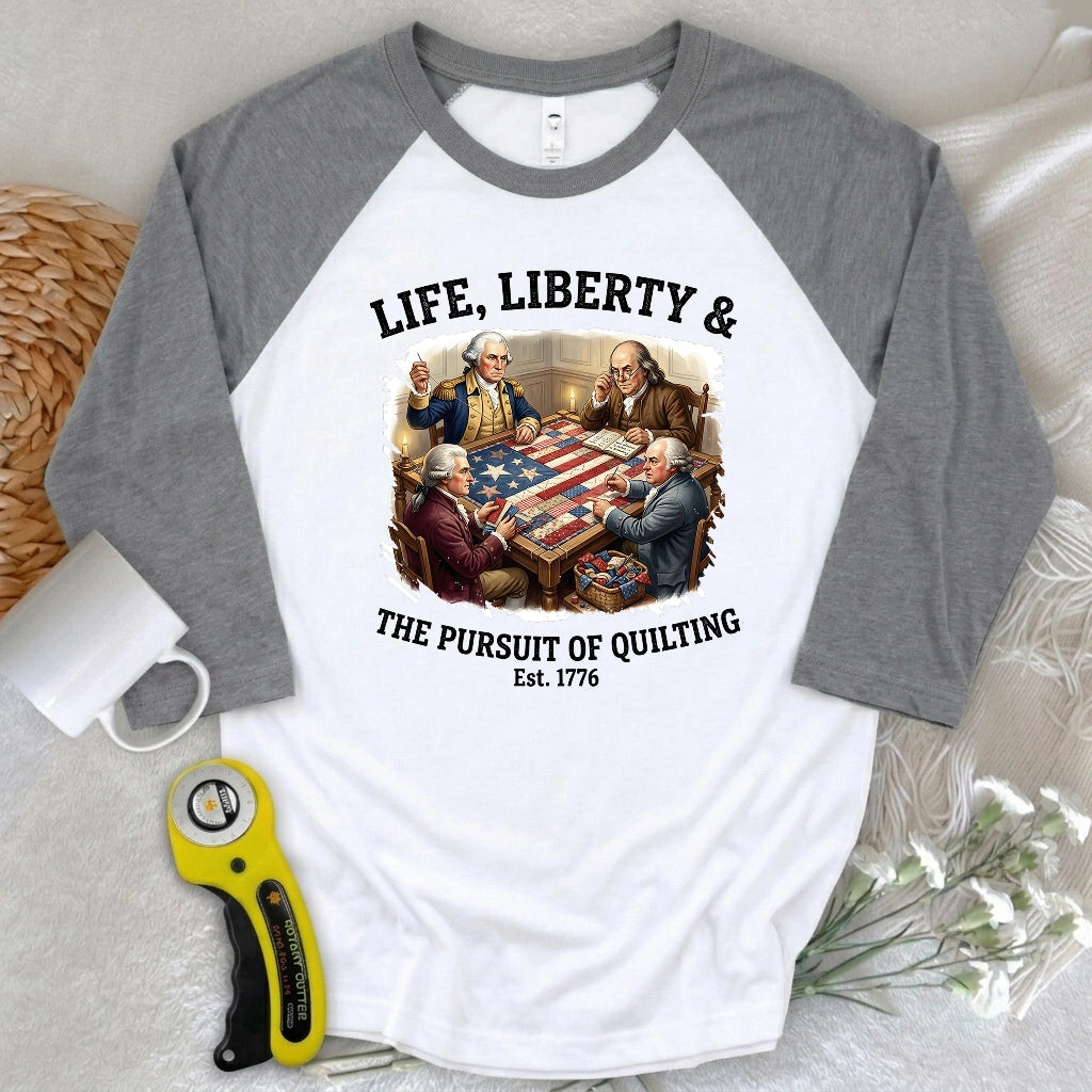 United We Quilt 1776 3/4 Sleeve T-shirt