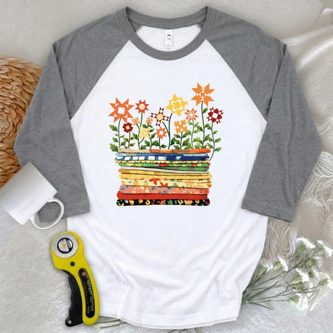 Where Quilts Bloom 3/4 Sleeve T-shirt
