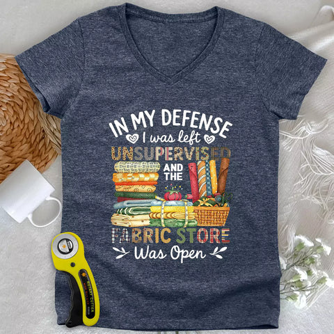 T-shirt scollo a V da donna «Malizia dei tessuti»
