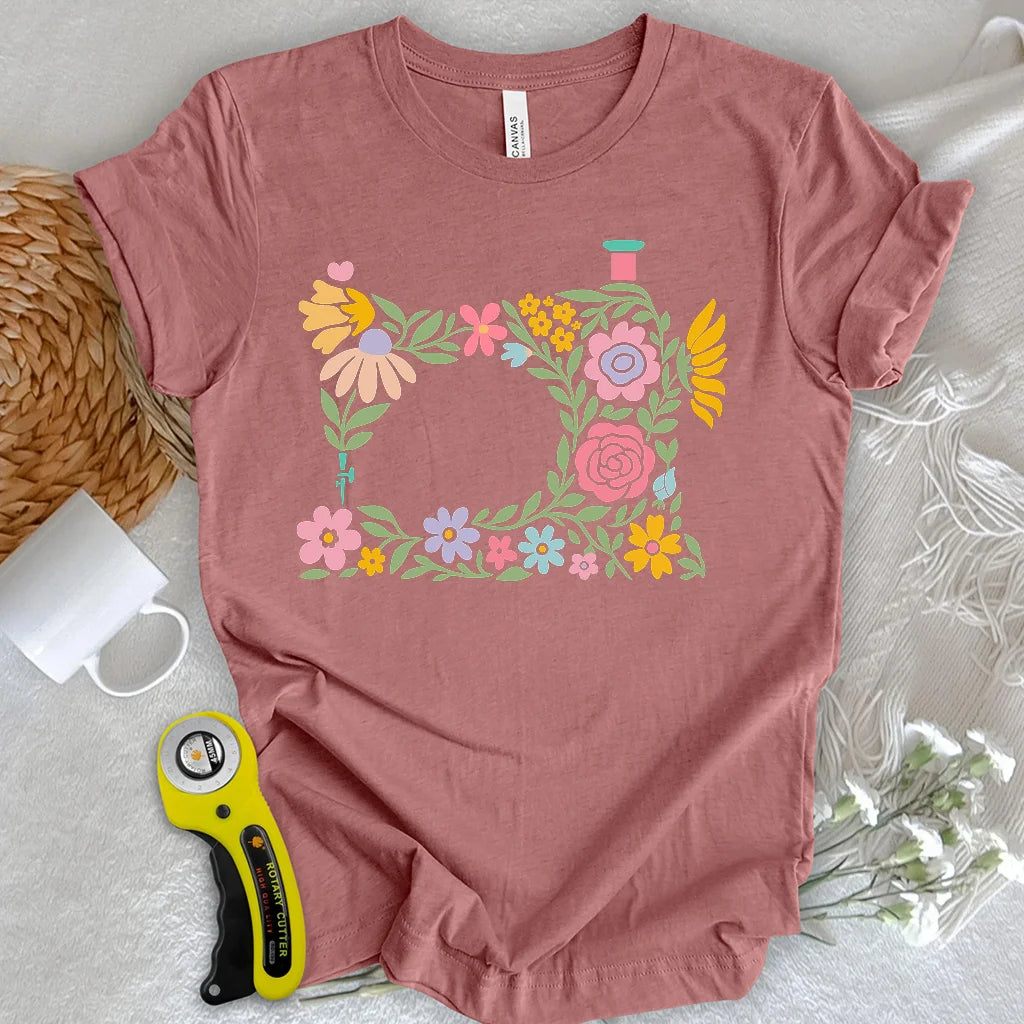T-shirt Machine à fleurs abstraites