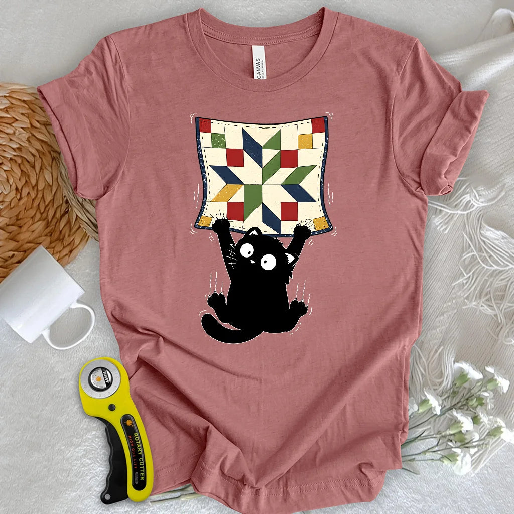 Clingy Quilt Cat T-shirt