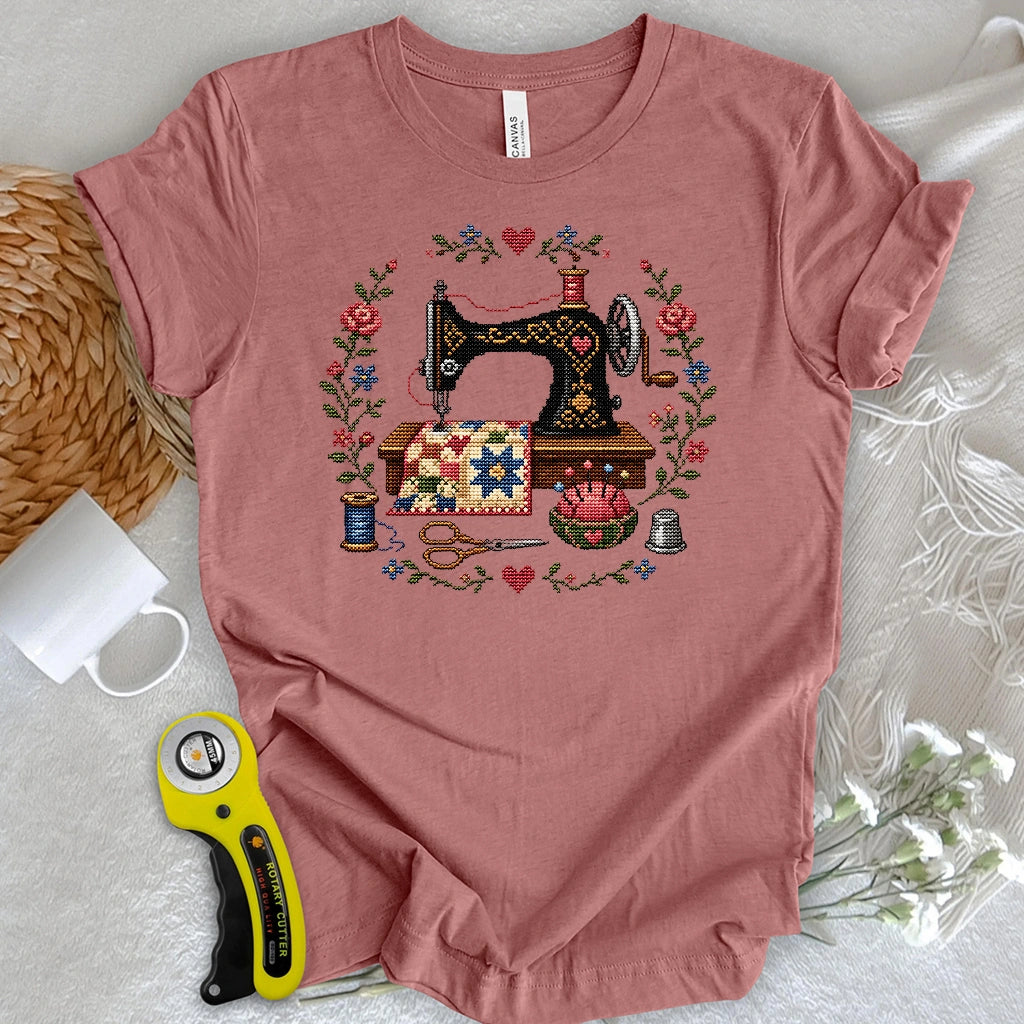 Cross-Stitched Sewing Machine T-shirt