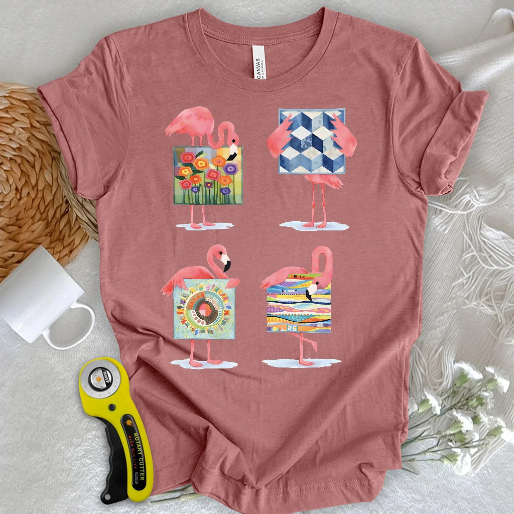 T-shirt Flamants roses courtepointe moderne
