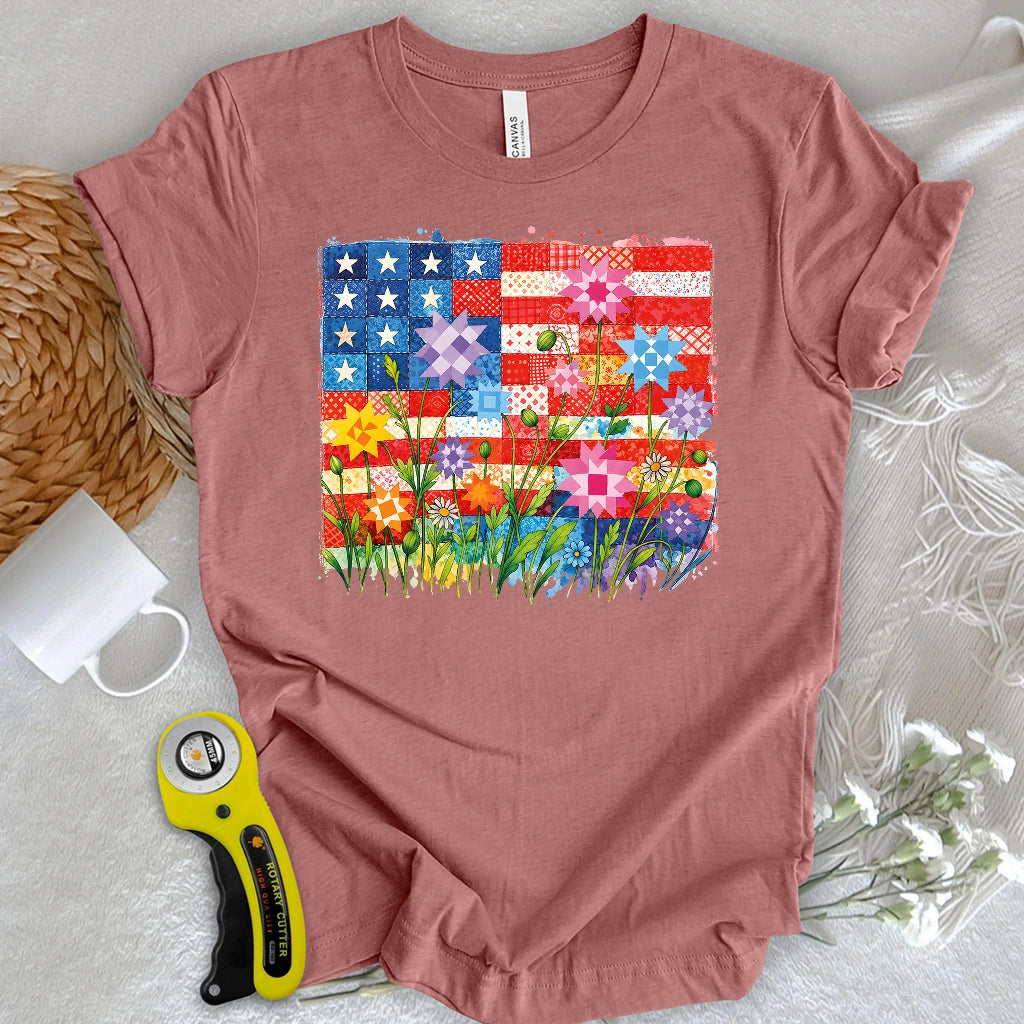 Quilted Stars & Blooms T-shirt