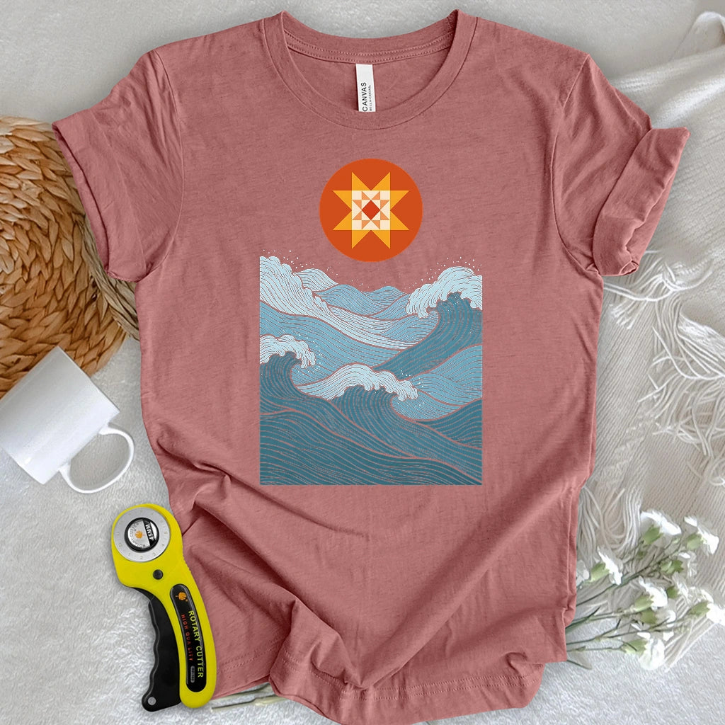 Quilted Sunset Ocean T-shirt