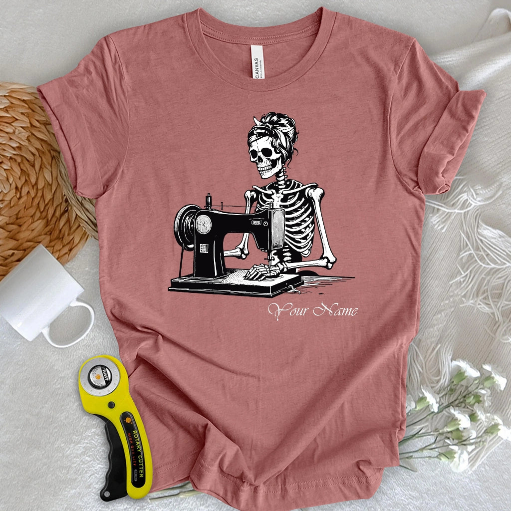 "Custom Name" Quilting Skeleton T-shirt