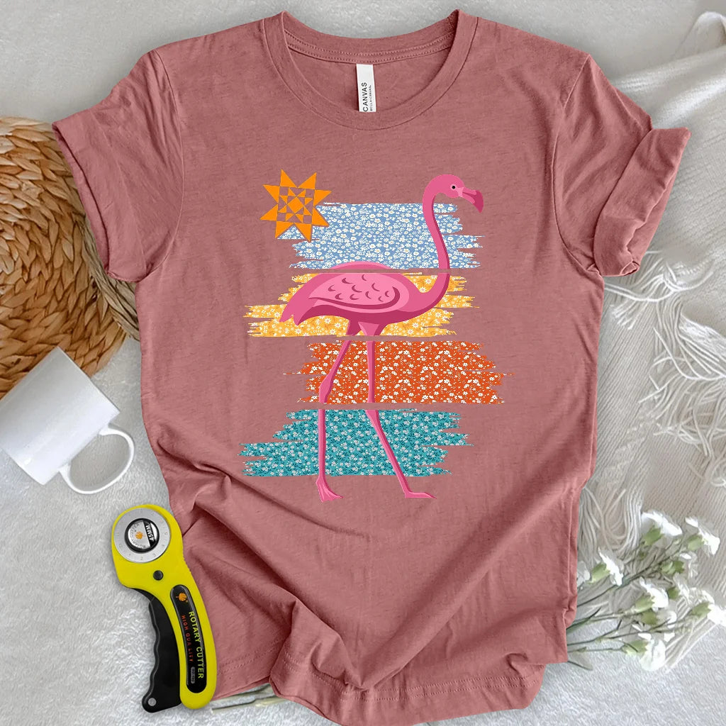 T-shirt Flamant rose matelassé