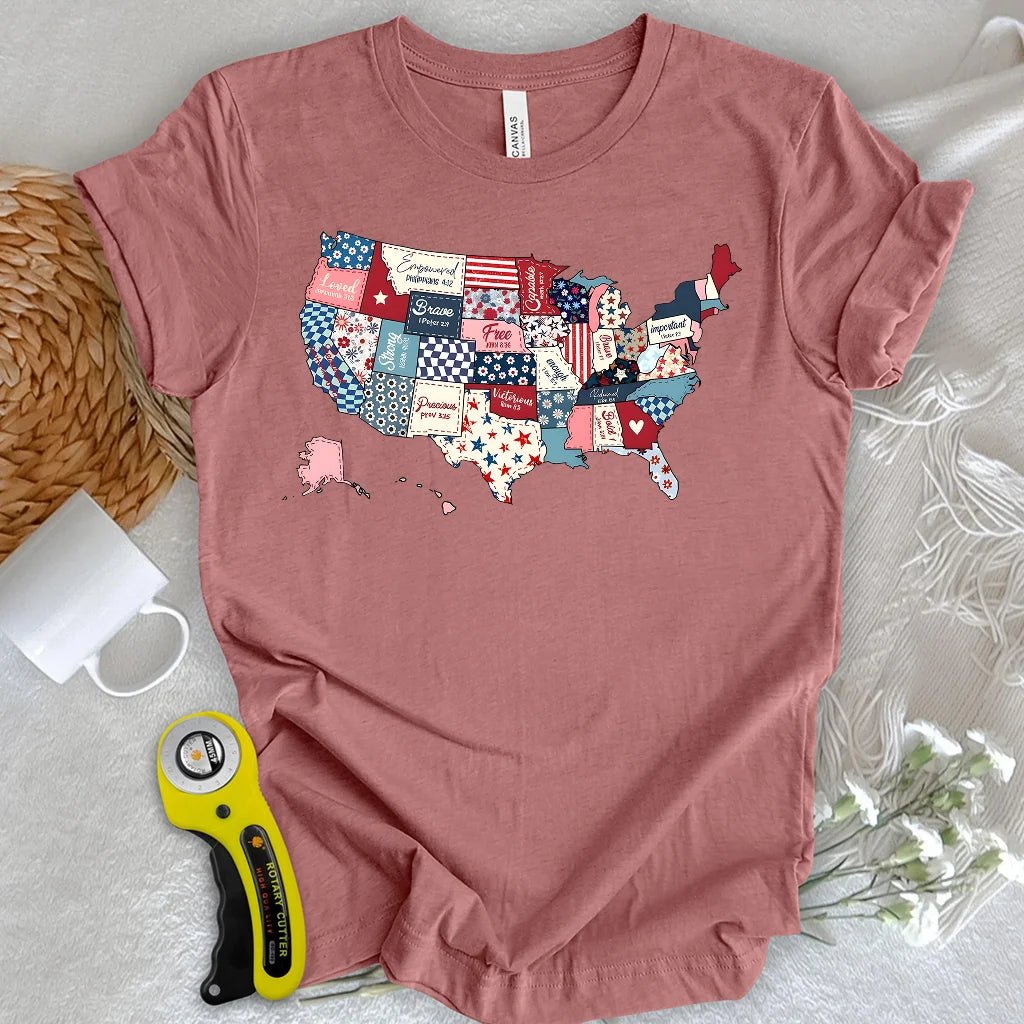 USA Quilt Map T-shirt
