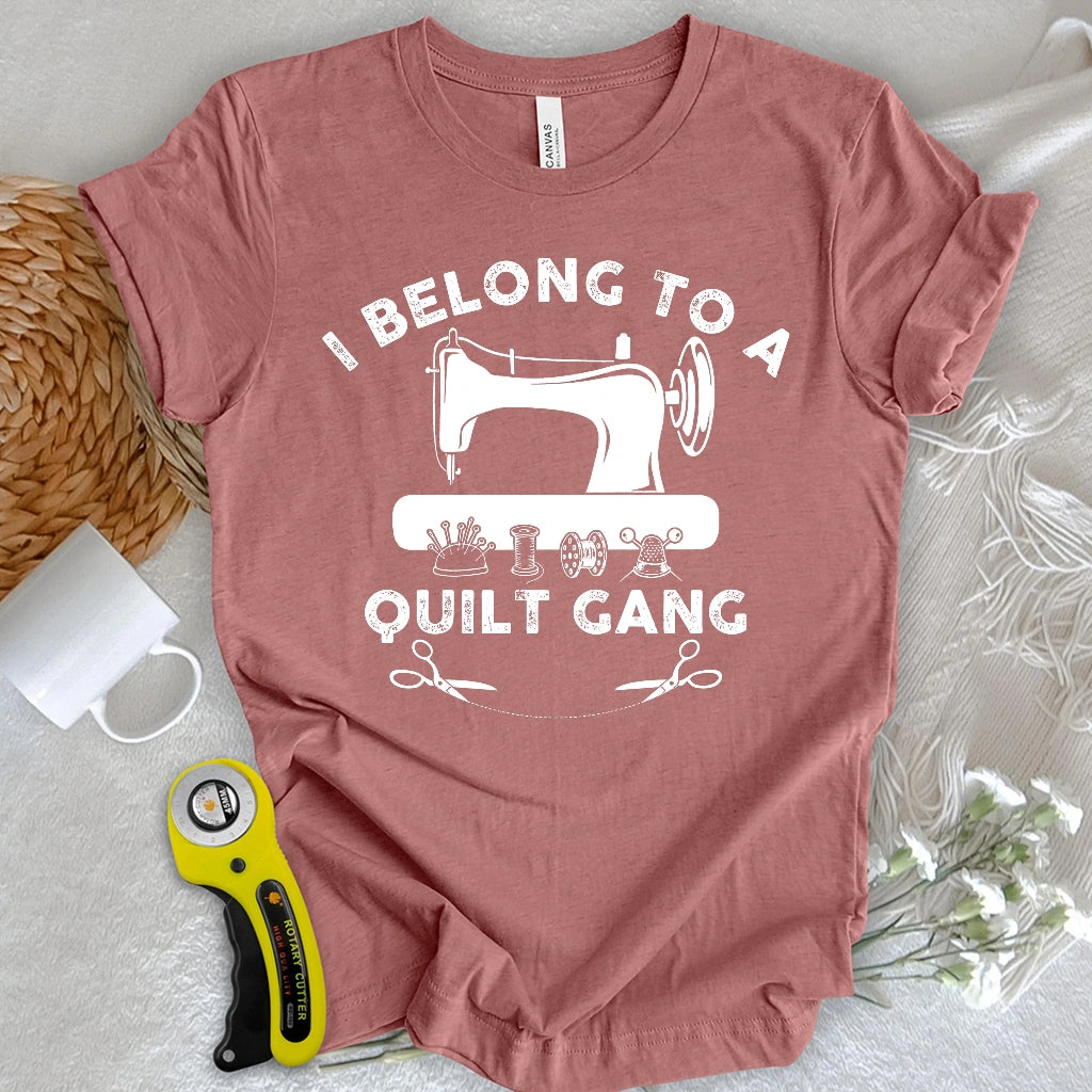 In a quilt gang T-shirt