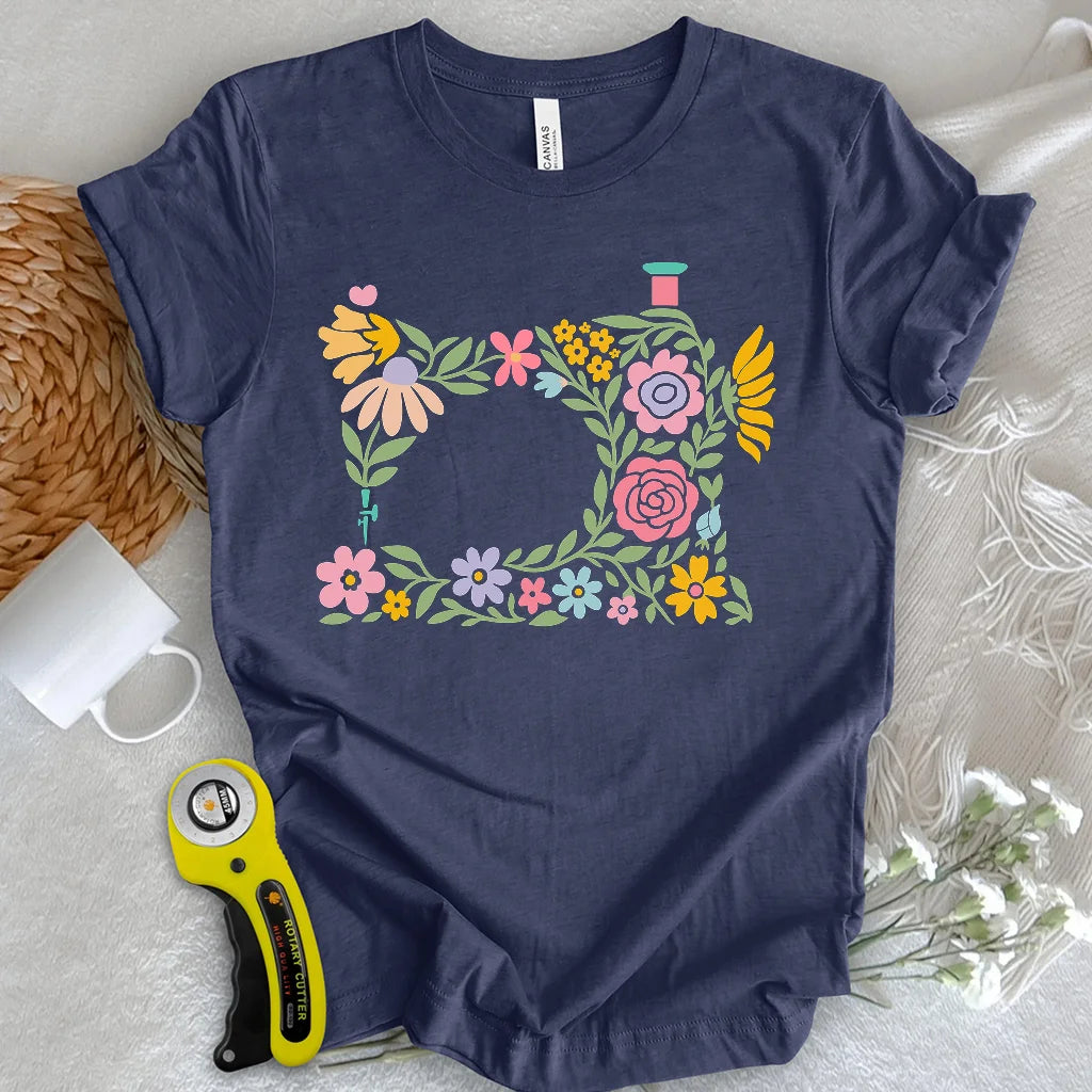 T-shirt Machine à fleurs abstraites