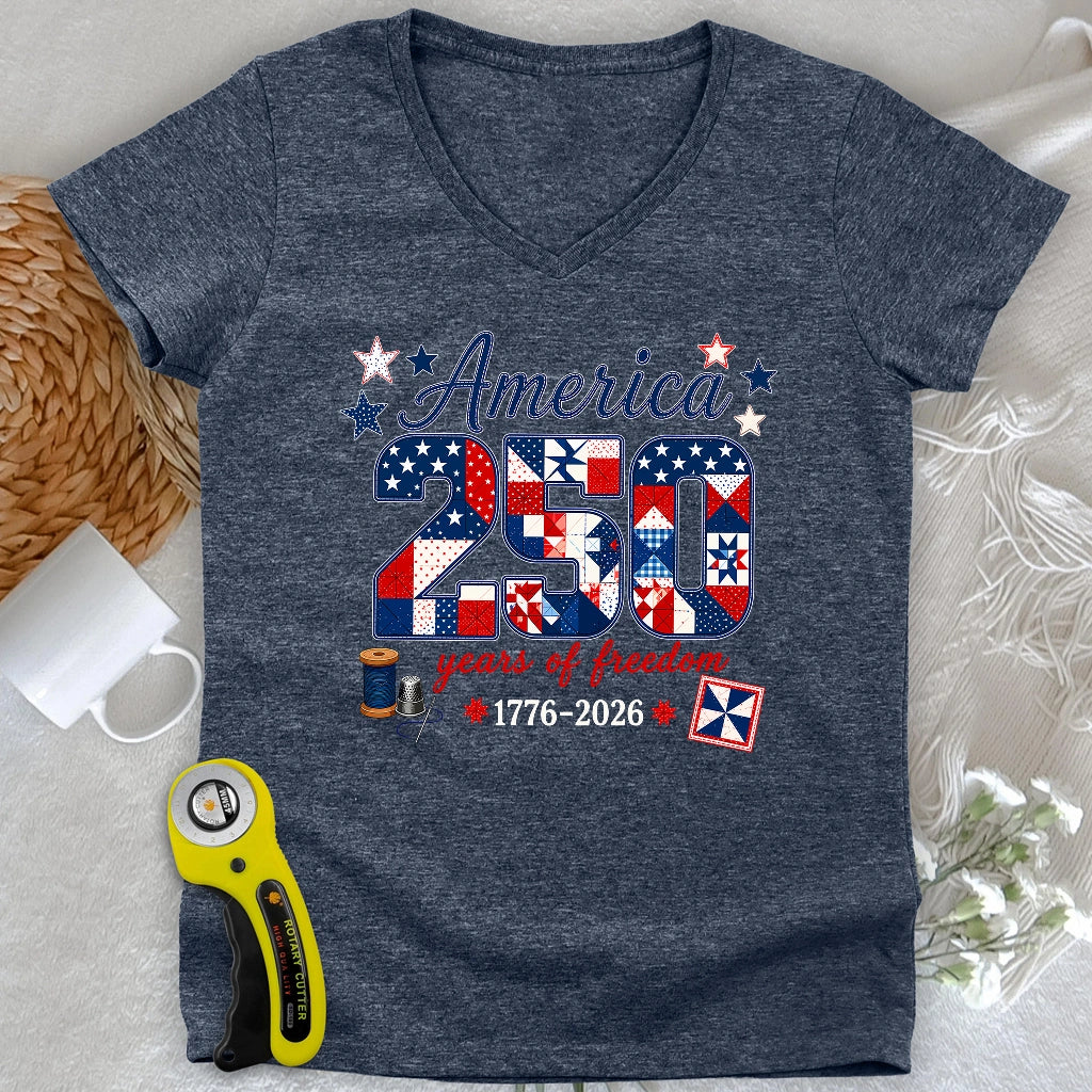 America 250: Pieced With Pride Lady V-neck