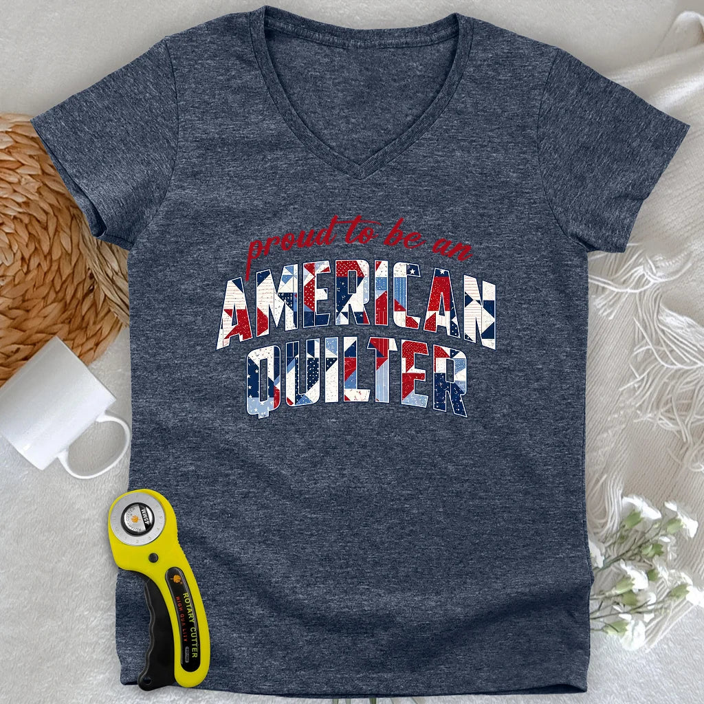 American Quilter Lady V-neck