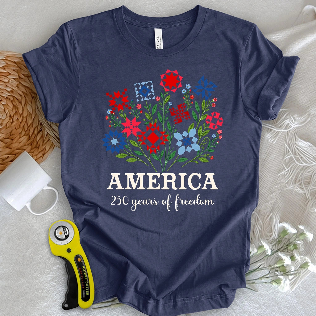 Americana Quilt Blooms T-shirt
