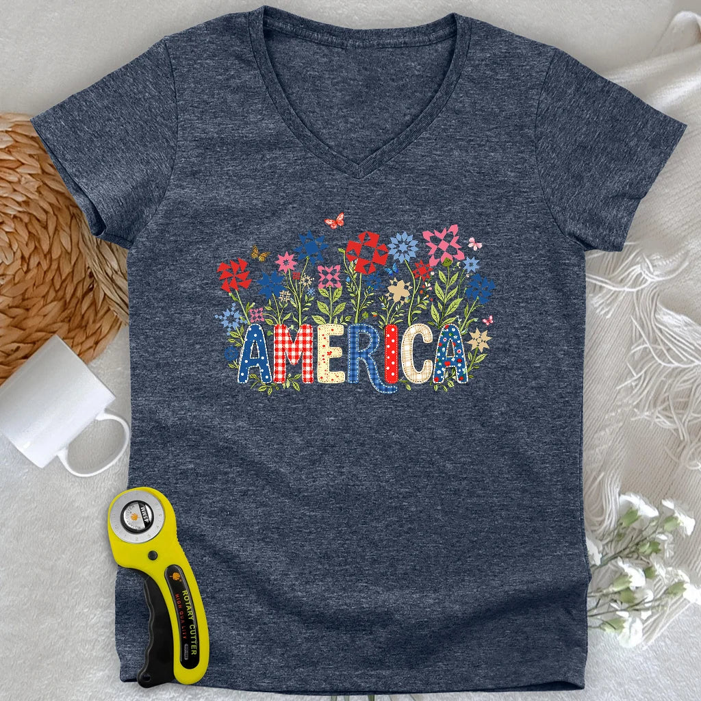 Appliqué America Lady V-neck