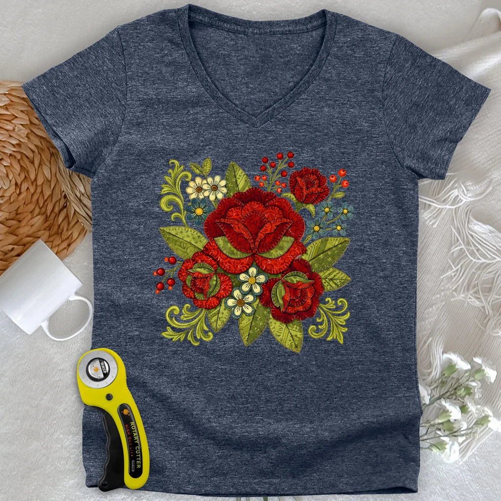 Appliqué Nerd Lady V-neck