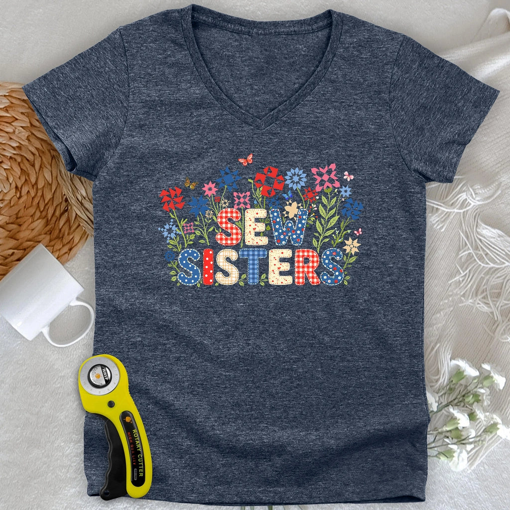Appliqué Sew Sisters Lady V-neck
