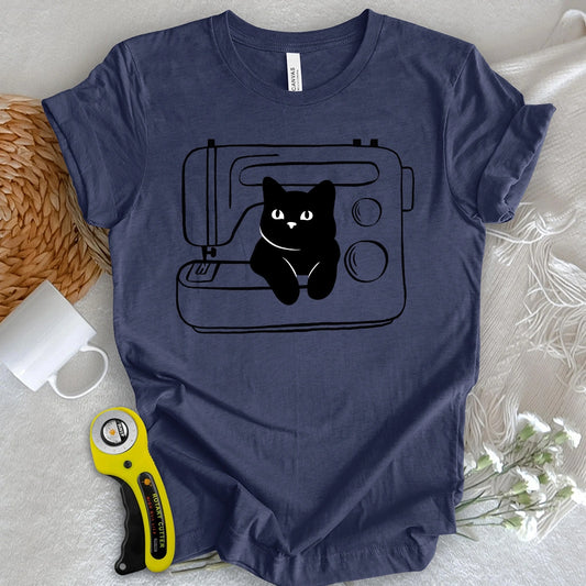 Black cat machine T-shirt