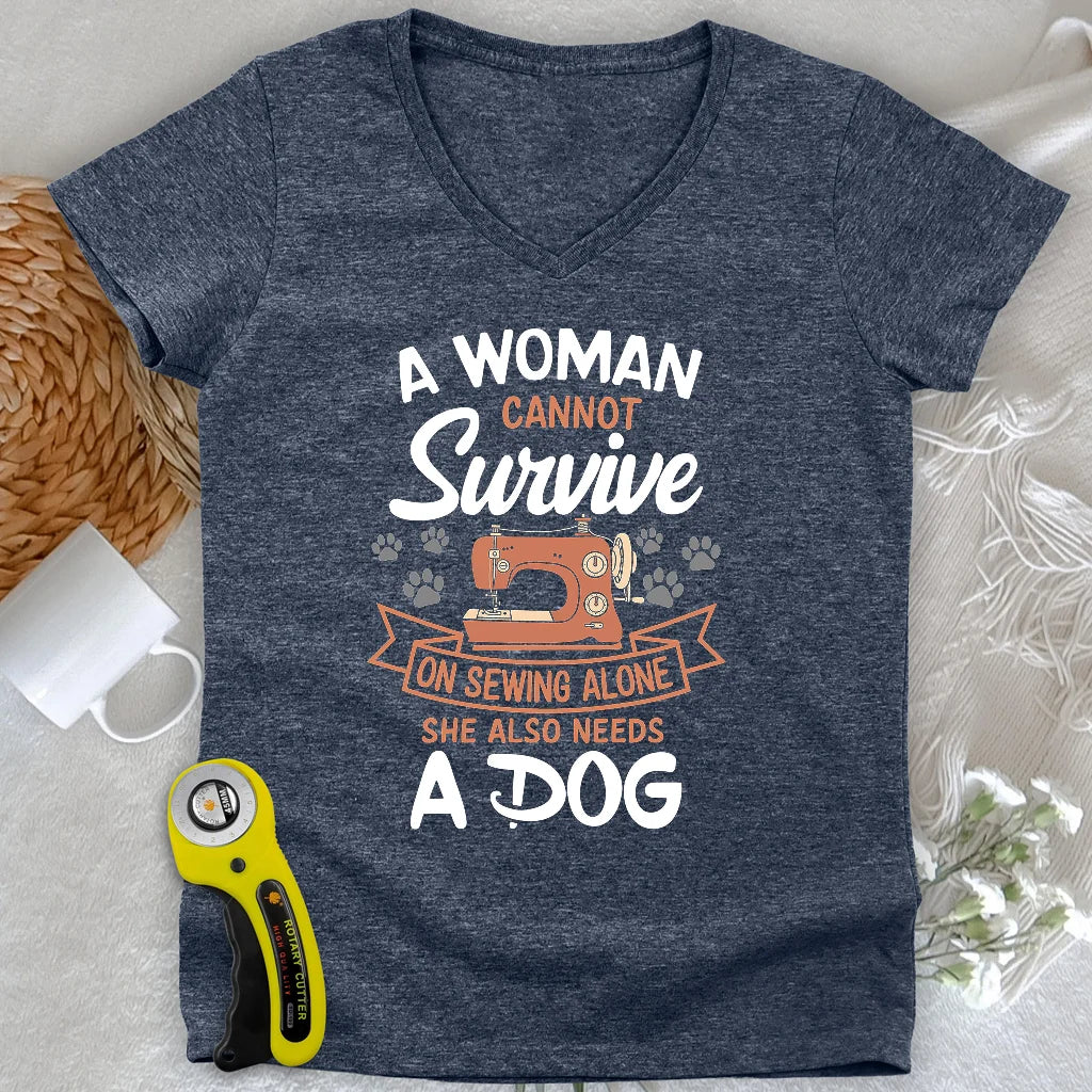 Je ne peux pas coudre sans mon col en V Dog Lady
