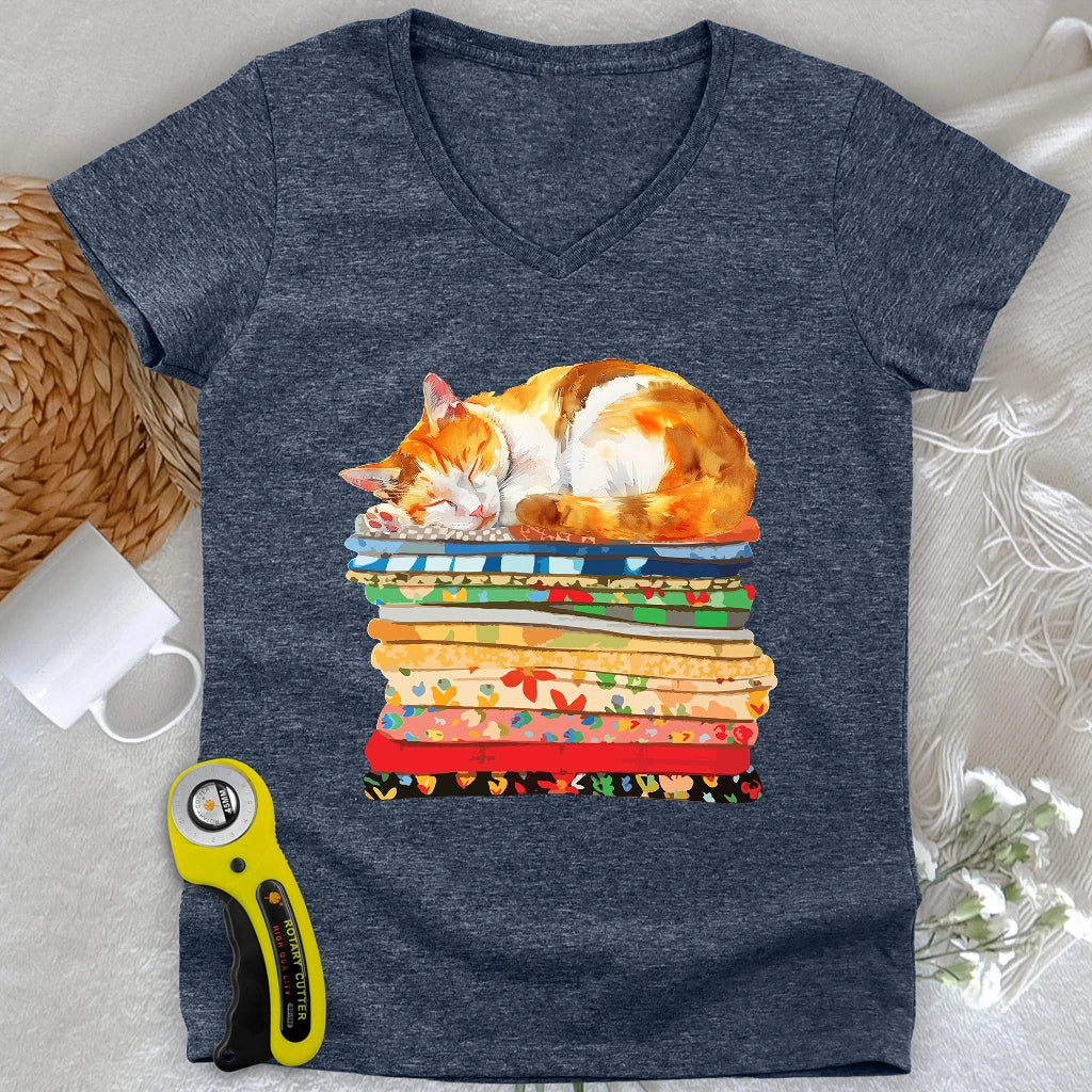 Cat And Fabric V-neck