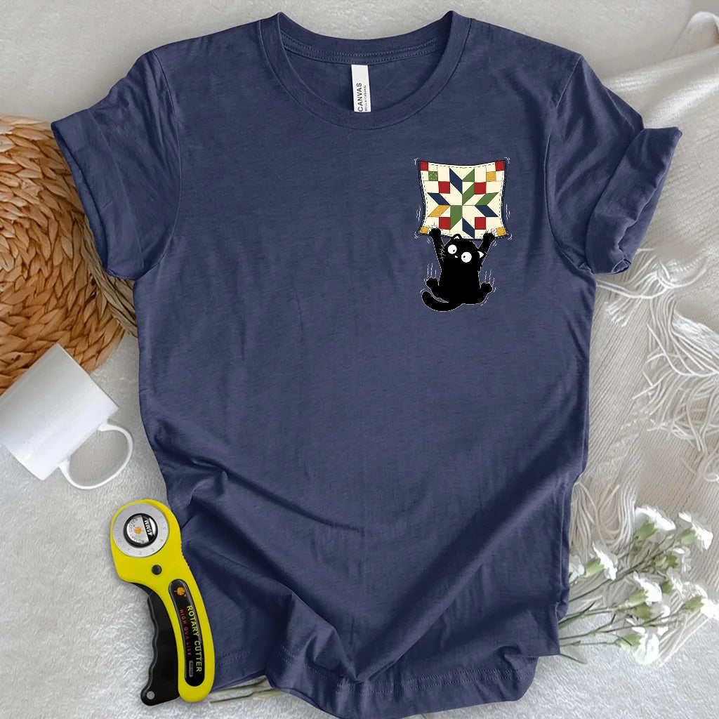 Clingy Quilt Cat Logo T-shirt