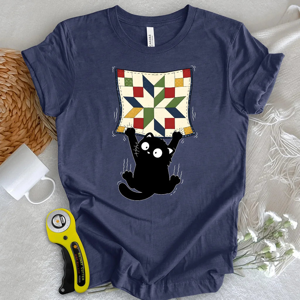 Clingy Quilt Cat T-shirt