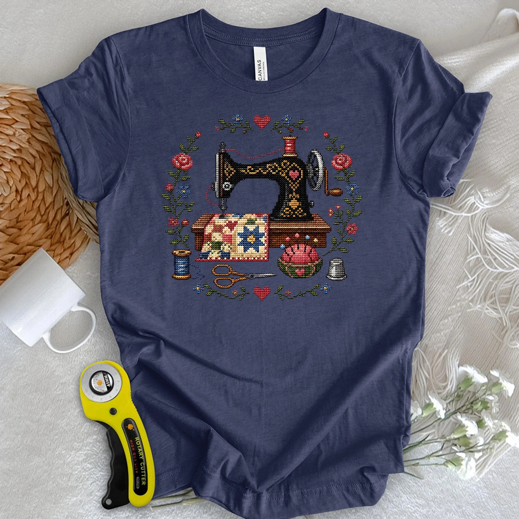 Cross-Stitched Sewing Machine T-shirt