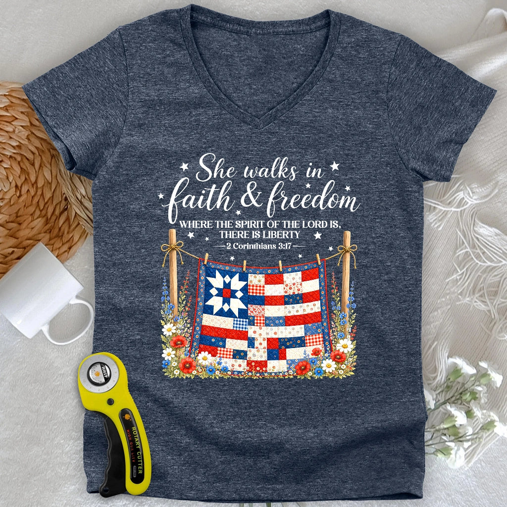 Faithfully Pieced Lady V-neck