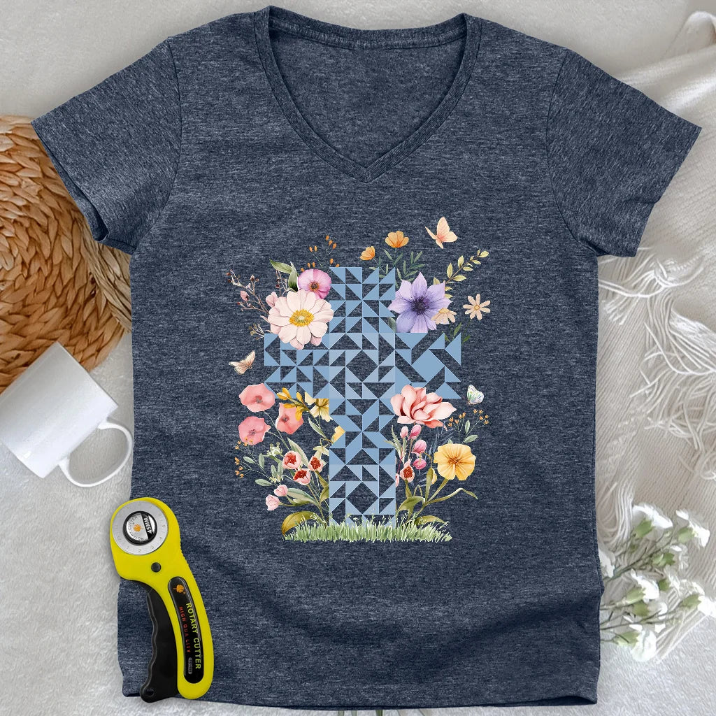 Chemisier floral col V femme matelassé « Floral Faith »