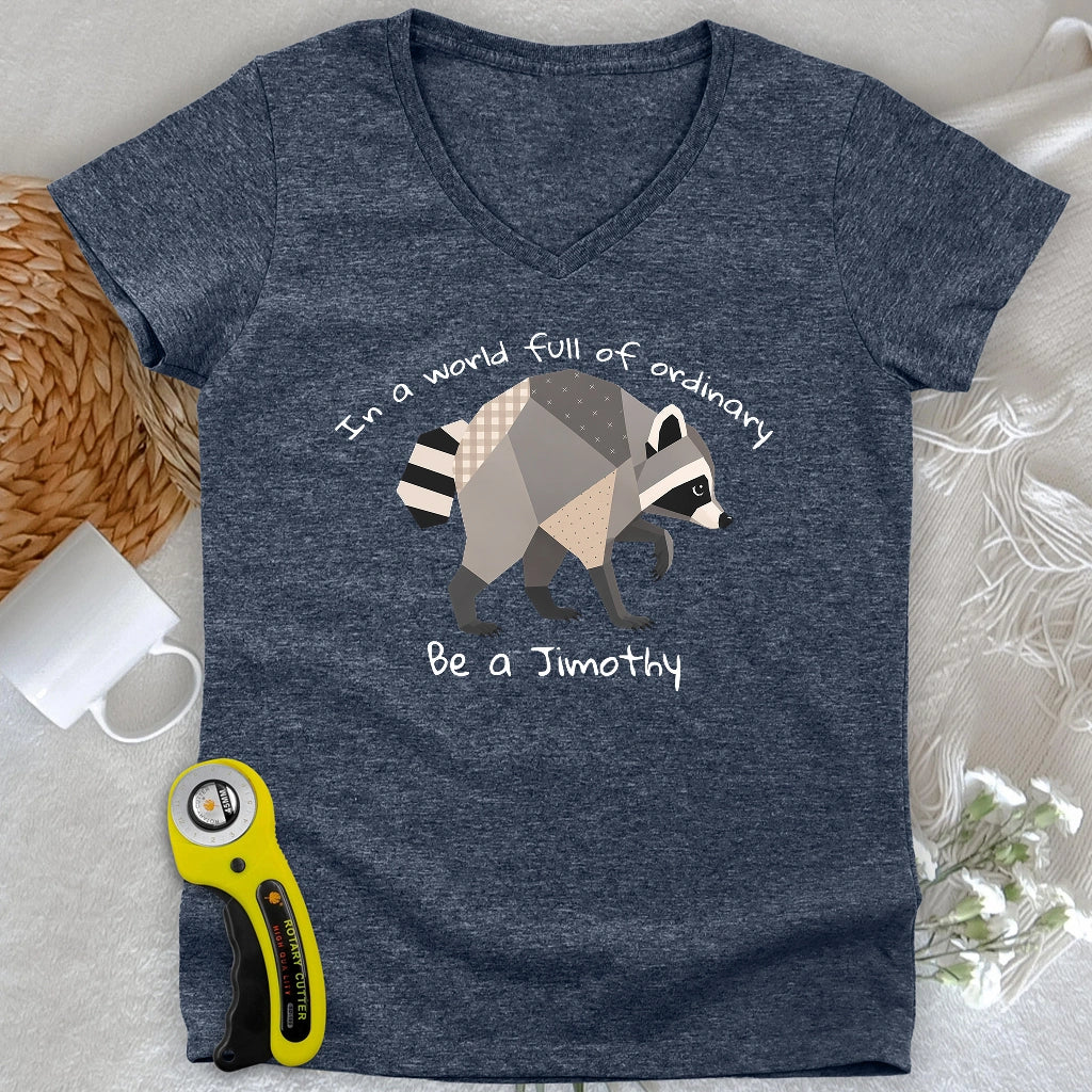 Jimothy the Quilted Raccoon Lady V-neck