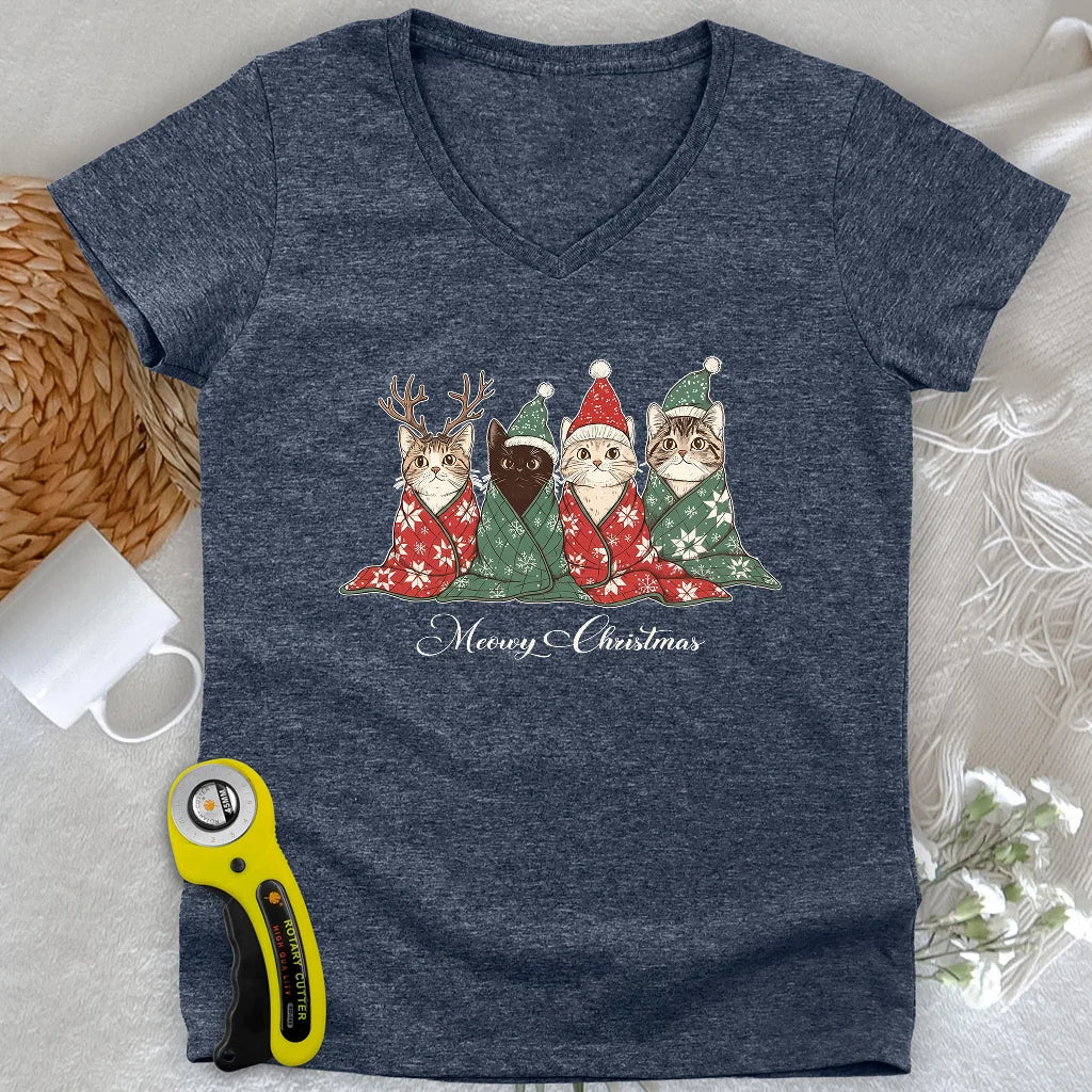 Meowy Christmas Lady V-neck