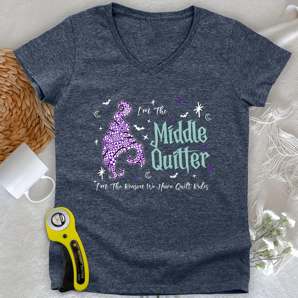 Middle Quilter Lady V-neck