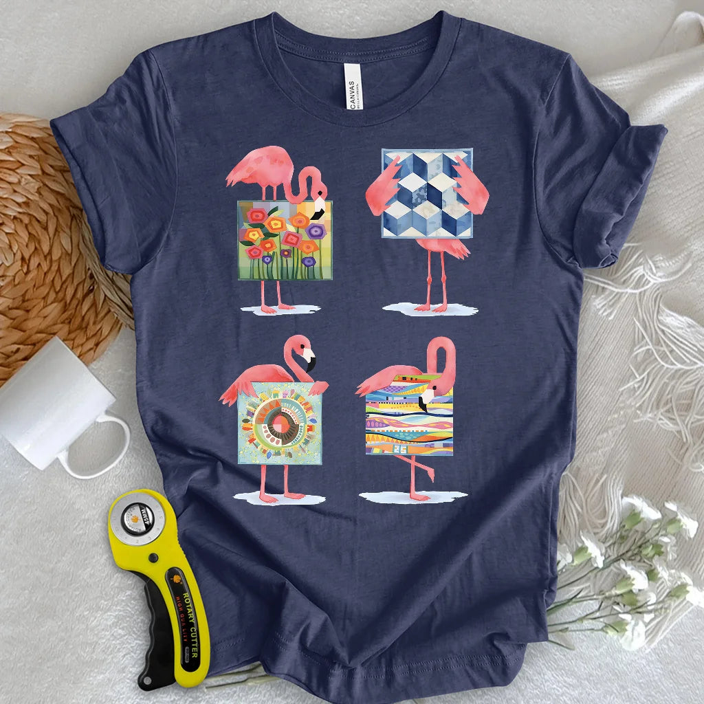 T-shirt Flamants roses courtepointe moderne