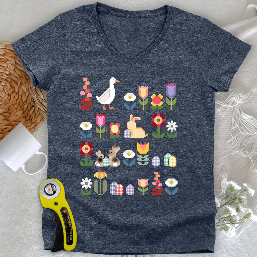 Patchwork Blooms - col en V pour femme