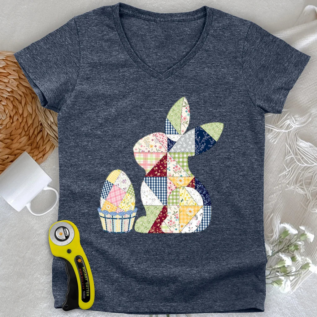 Lapin de Pâques en patchwork pour femme Col en V
