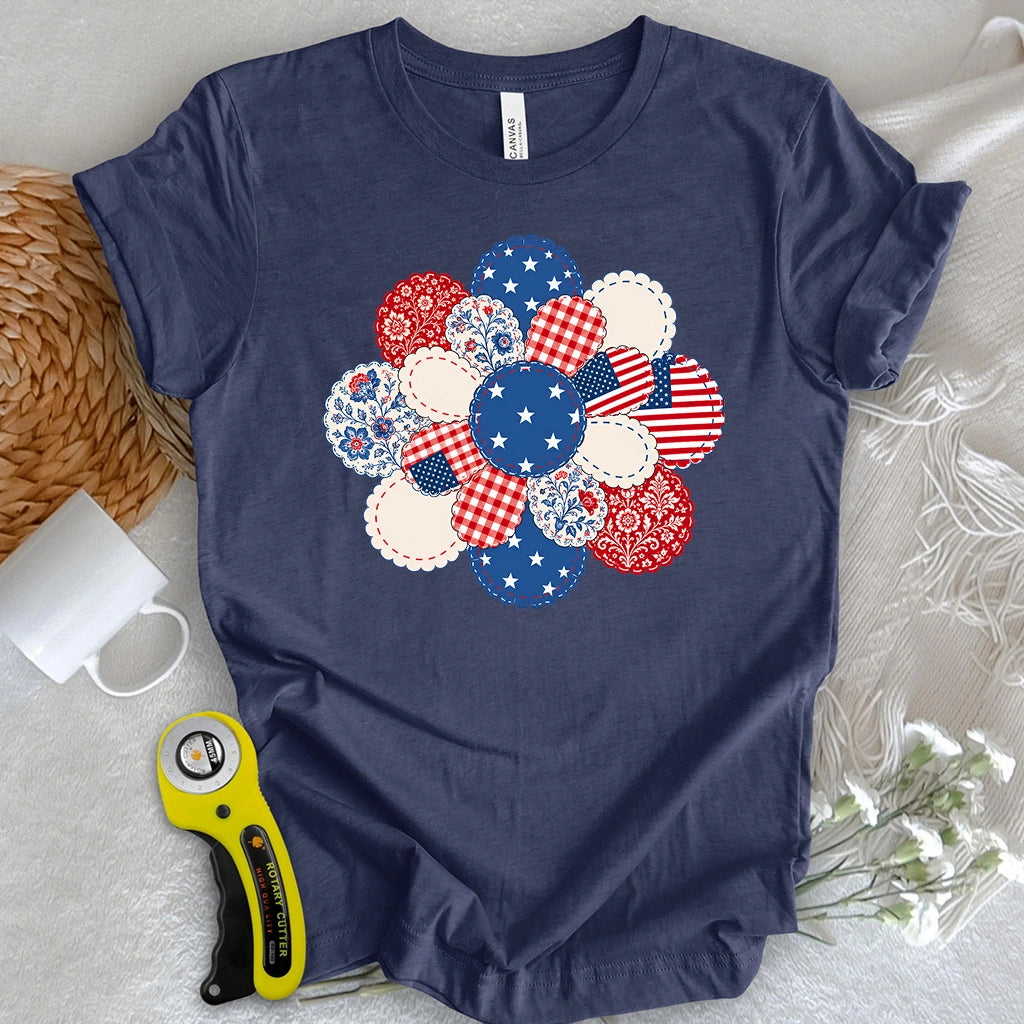 Patriotic Bloom Appliqué T-shirt