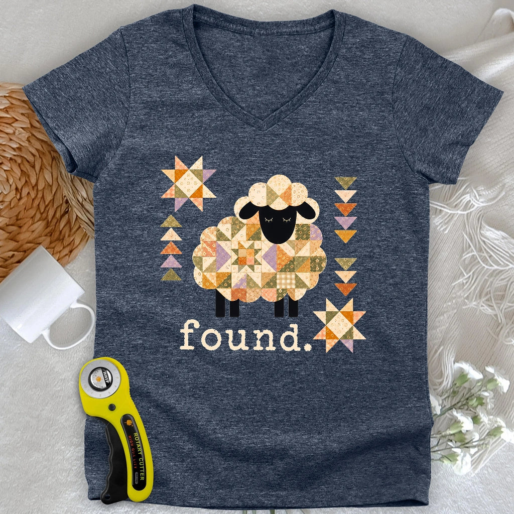Psalm 23 Patchwork Sheep Lady V-neck