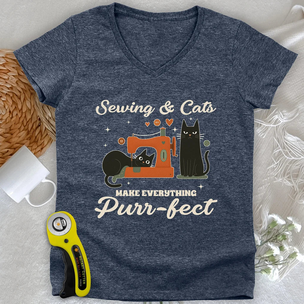 Purr-fect Sewing Lady V-neck