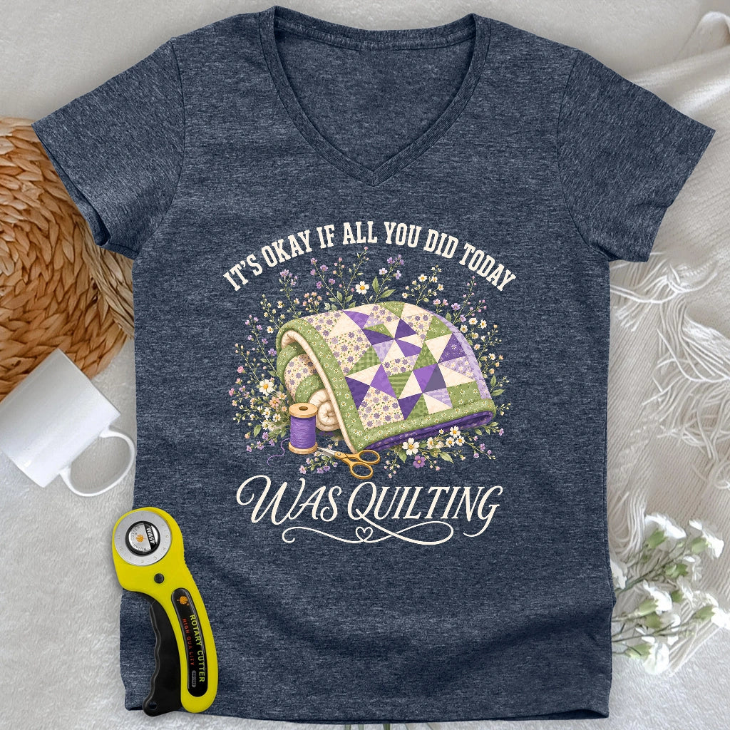 Quilt All Day Lady V-neck