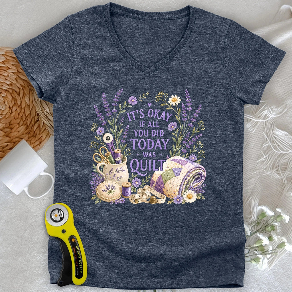 Quilt Days Are Productive Days Lady V-neck