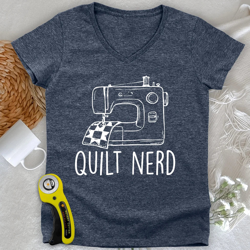 T-shirt col en V pour passionnée de patchwork