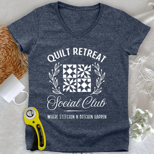 Quilt Retreat Lady V-neck