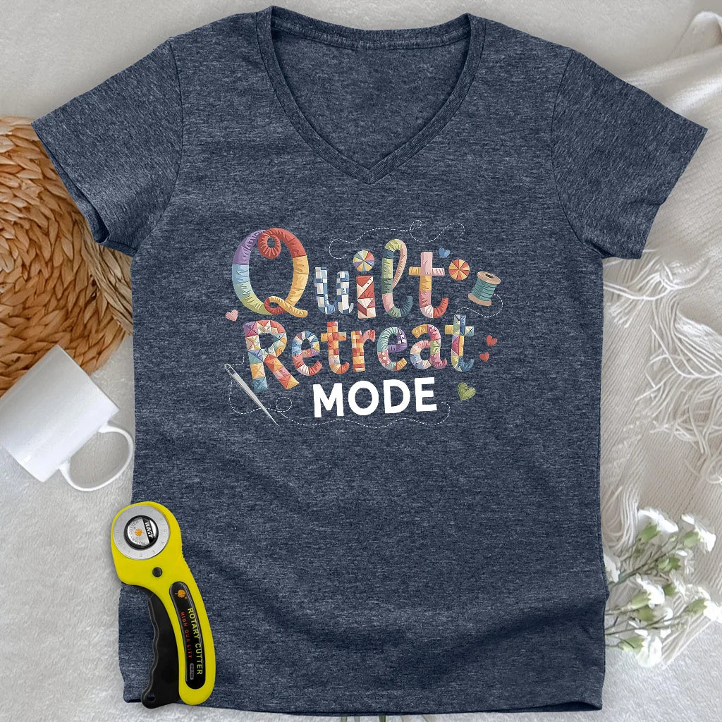 Quilt Retreat Mode Lady V-neck