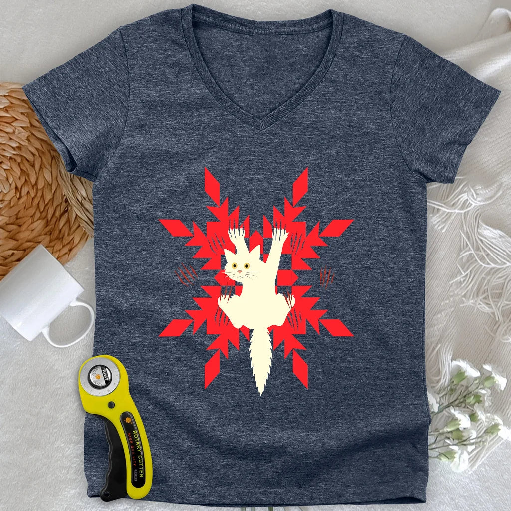 Quilter’s Cat-astrophe Lady V-neck