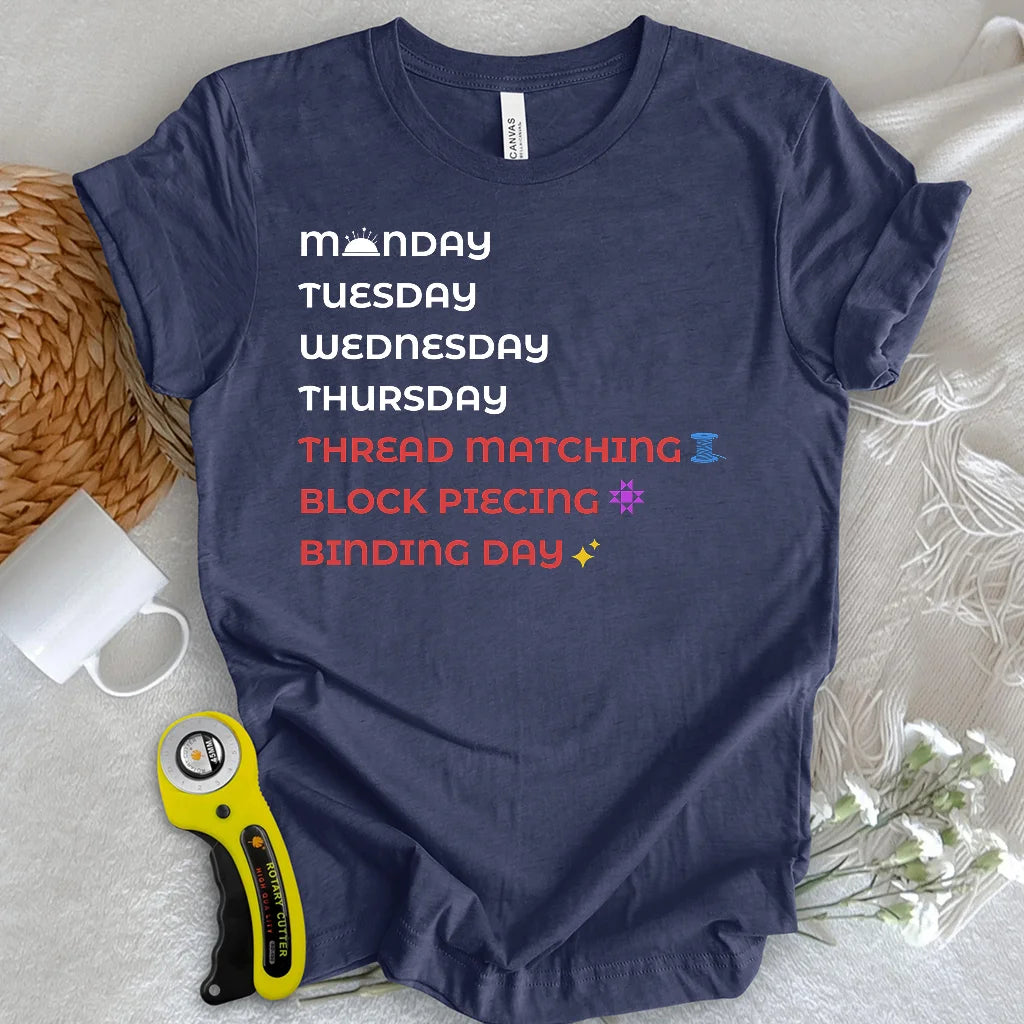 T-shirt compte à rebours du week-end des quilters