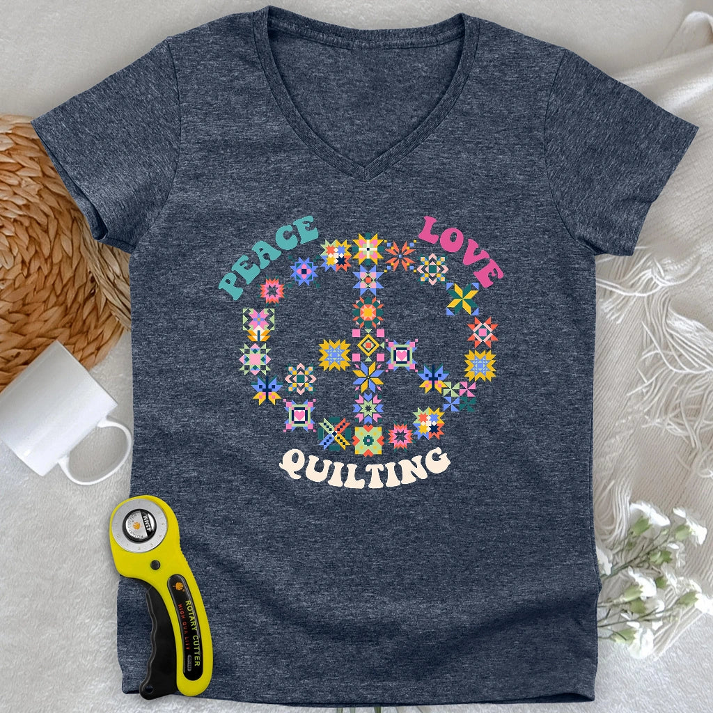 Quilting Brings Peace Lady V-neck
