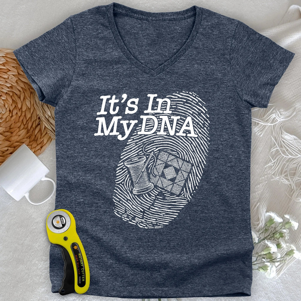T-shirt col V Femme - Motifs ADN pour Quilteuses