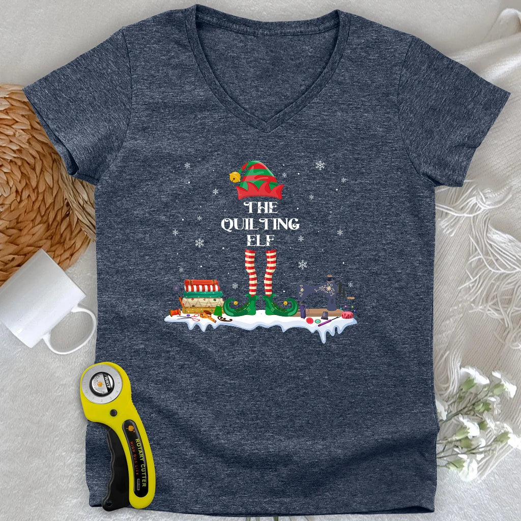 Quilting ELF Lady V-neck