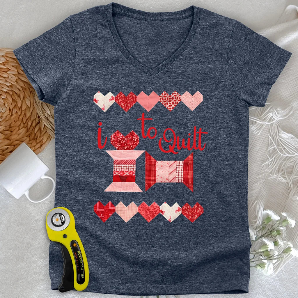 Haut décolleté en V Quilting Love Lady